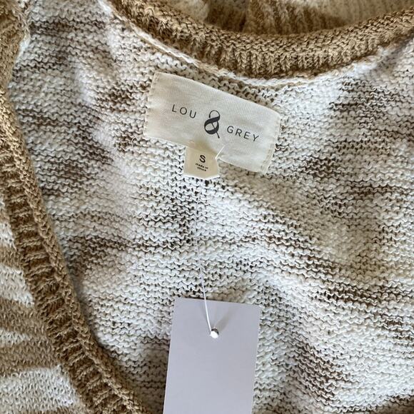 LOU & GREY Zebra Print Tank Womens Sz Small Tan Cream Coastal - Picture 6 of 6